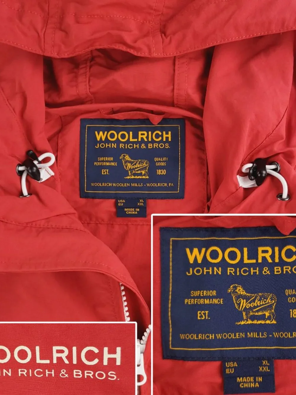 Woolrich Windbreaker Jacket Full Zip Hooded John Rich Bros. Men's US XL (EU XXL)